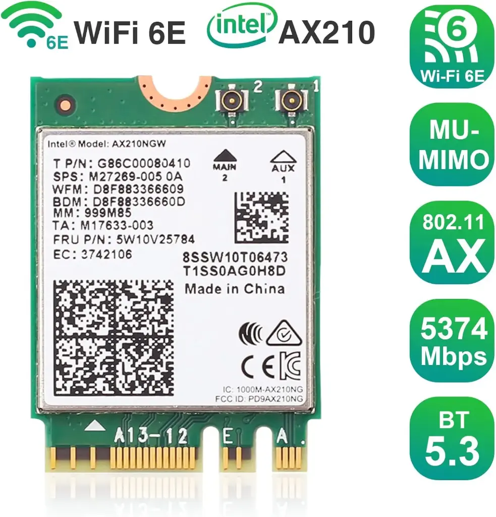 INTEL WiFi 6E AX210NGW M.2/NGFF 802.11AX